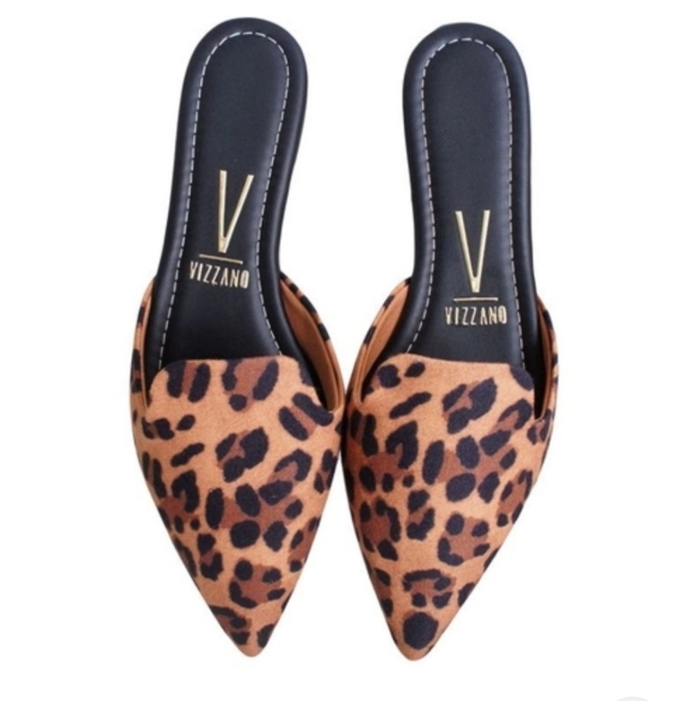 Leopard Print Pointed Mule - Brown
